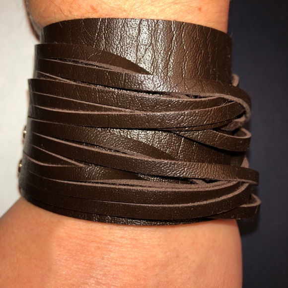 🔥Leather Bracelet/Cuff Punk Rock Adj🔥 - Picture 2 of 5
